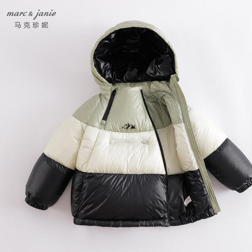马克珍妮冬装新款 男童三色拼接超轻保暖羽绒服221737 商品图3