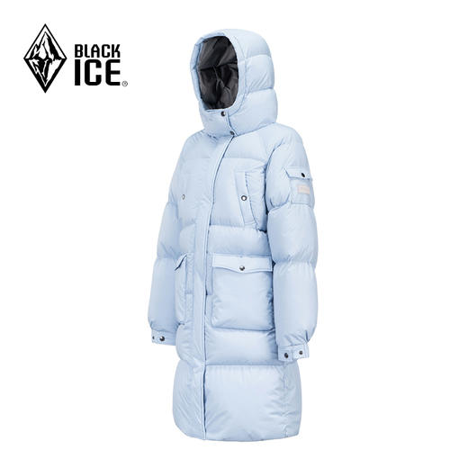 22新品黑冰中长款时尚休闲羽绒服韩版宽松加厚连帽保暖羽绒外套女1251F 商品图1