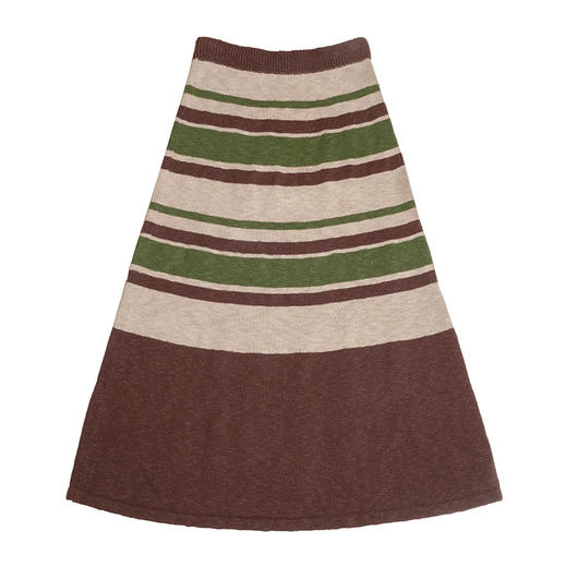 CryingCenter 城市游牧风 棉麻条纹毛织半裙长裙A字裙 哭喊中心 商品图3