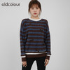 oldcolour秋商场同款别致长袖圆领条纹针织套头衫女N34052422 商品缩略图2