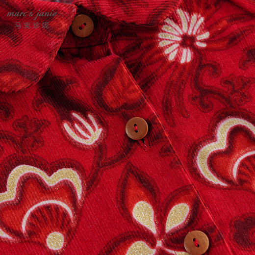 马克珍妮秋装新款 女童全棉灯芯绒网纱连衣裙221562 商品图4