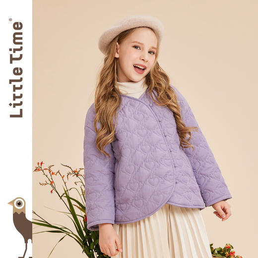littletime女童棉服秋冬装2022新款宝宝韩版加厚围脖棉衣儿童棉袄外套 商品图4