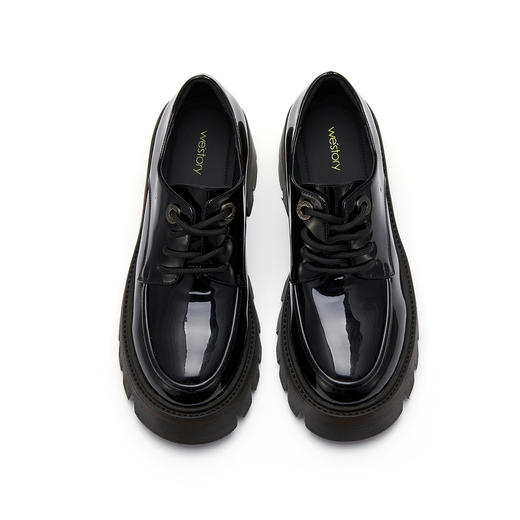 【2022秋季新款】英伦风圆头系带单鞋厚底增高日常百搭乐福鞋女72721 商品图4