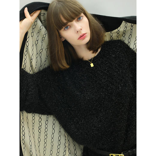 【秋冬特惠】COCOBELLA质感亮丝雪尼尔针织连衣裙女宽松粗针毛衣裙FR138 商品图1