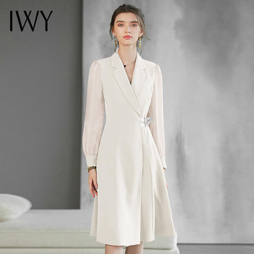 IWY/米白色西装连衣裙气质名媛新款小个子西服裙主持人正装Q729 商品图1