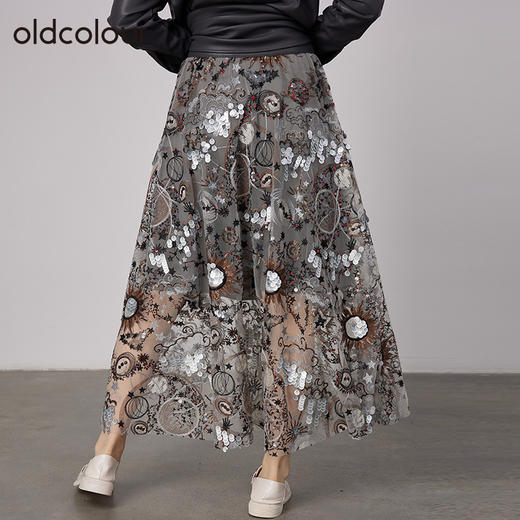 oldcolour2021秋商场同款气质印花高级感显瘦半身裙N34063461 商品图1