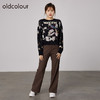 oldcolour2021秋商场同款印花圆领长袖套头针织衫女通勤N34052419 商品缩略图1