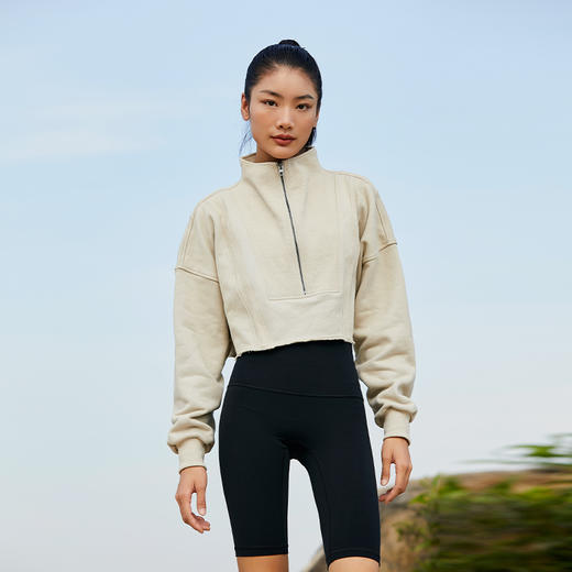 【纯棉厚针织】-高腰廓形下摆随心裁卫衣 商品图3