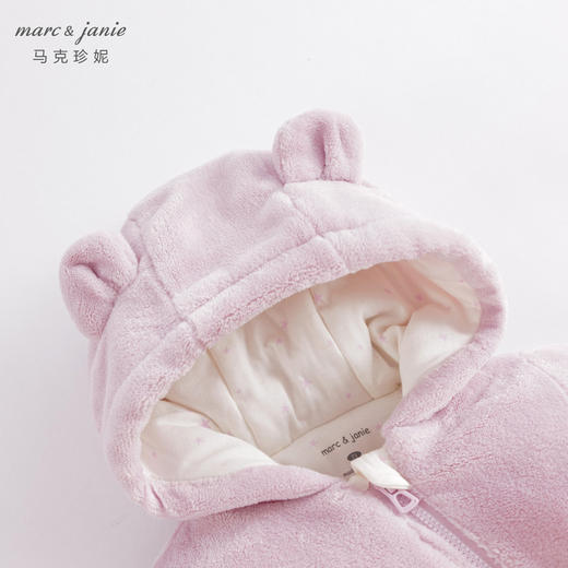 马克珍妮冬装新款 男女宝宝珊瑚绒夹棉连体衣 婴儿外出服221218 商品图4