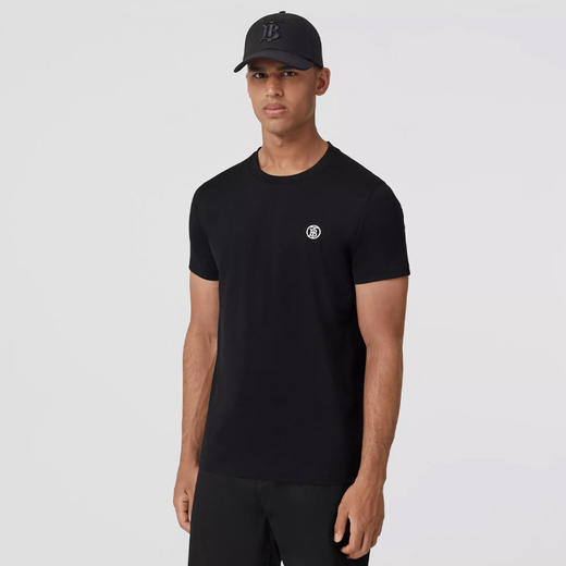 BURBERRY 巴宝莉 男士棉质TB专属标识刺绣圆领短袖T恤 黑色 8052965 A1189 商品图1