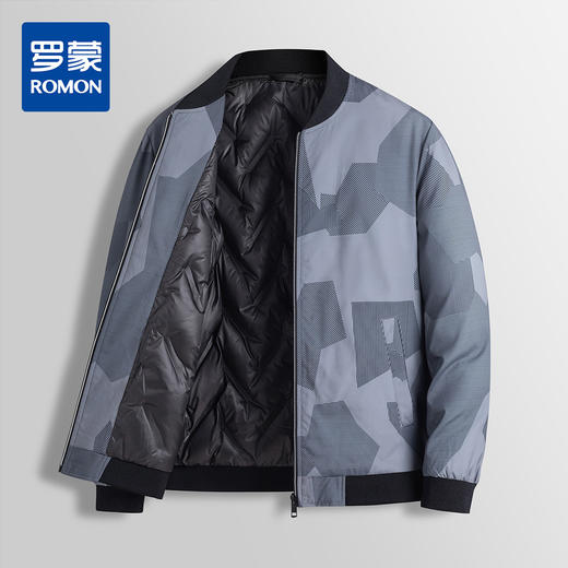 【90白鸭绒】罗蒙羽绒服男短款棒球领迷彩夹克羽绒服外套冬 商品图3