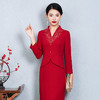 气质名媛，结婚酒红色羊绒礼服QQX-8619 商品缩略图2