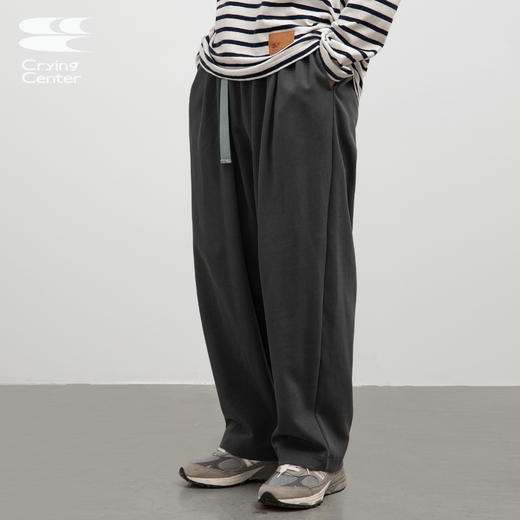 CryingCenter 深灰日系收脚版型针织休闲松紧橡筋裤 哭喊中心 商品图2
