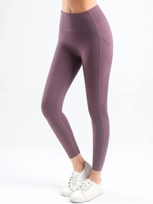 带口袋瑜伽裤女高腰收腹外穿无缝裸感提臀打底裤 商品图1