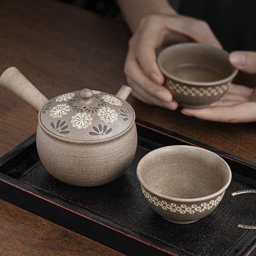 日本进口常滑烧一壶两杯细纹印花日式手工茶壶茶杯 商品图4