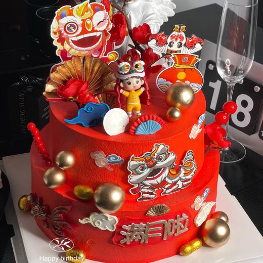 【1081】醒狮 周岁百天生日蛋糕 商品图0
