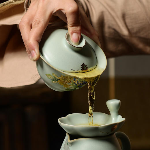 成艺清雅凝香天青汝窑盖碗/怡心三才盖碗 商品图4