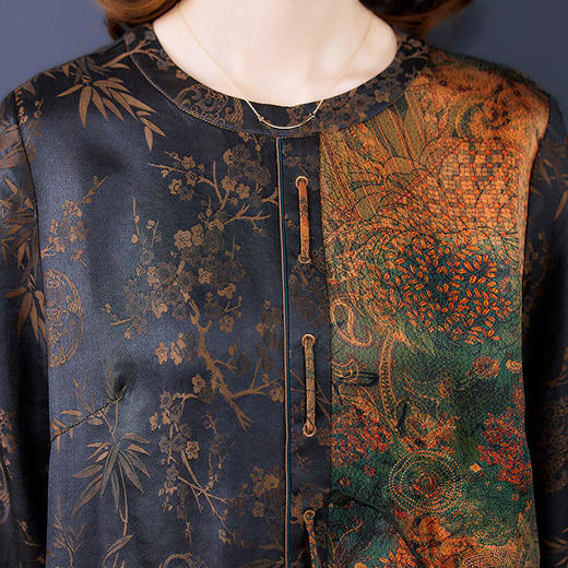 TK-8061 连衣裙长袖旗袍秋装洋气复古刺绣长裙 商品图5