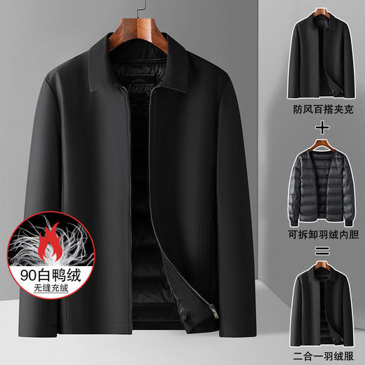 【90白鸭绒内胆】罗蒙羽绒服男士短款羽绒夹克爸爸装冬季保暖外套 商品图1