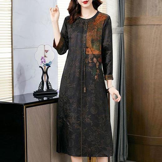 TK-8061 连衣裙长袖旗袍秋装洋气复古刺绣长裙 商品图3