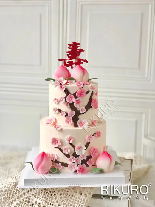 【寿桃B】翻糖腊梅祝寿鲜果蛋糕 商品图1