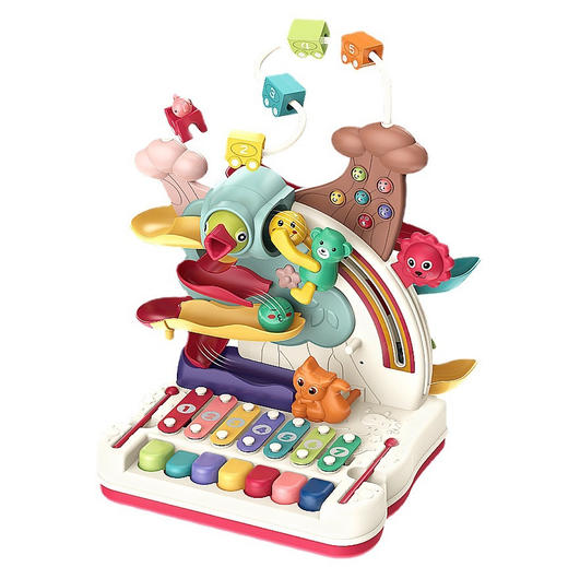 【荣民】BY808-25多功能宝宝智力早教益智大冒险 八音手敲琴玩具 婴幼儿串珠翻滚车 商品图0