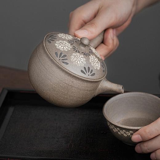 日本进口常滑烧一壶两杯细纹印花日式手工茶壶茶杯 商品图5