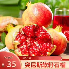 【秒杀】时令水果突尼斯软籽石榴5斤装（单果约350g-450g）