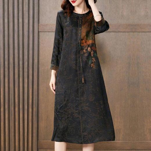 TK-8061 连衣裙长袖旗袍秋装洋气复古刺绣长裙 商品图1
