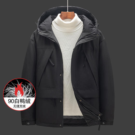 19YZ2221【90白鸭绒】罗蒙羽绒服男短款冬季保暖休闲连帽外套 商品图3