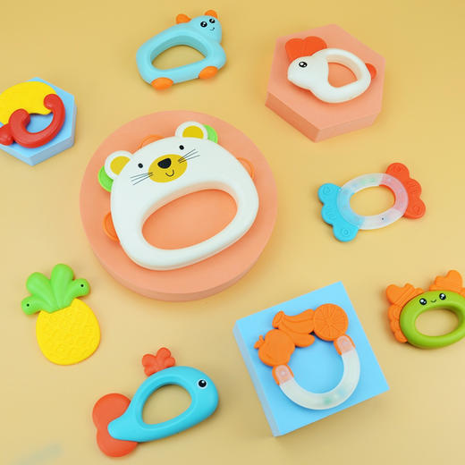 【博乐里】549 9件套 婴幼儿摇铃安抚玩具 宝宝手握摇铃 新生儿牙胶套装礼盒 商品图1