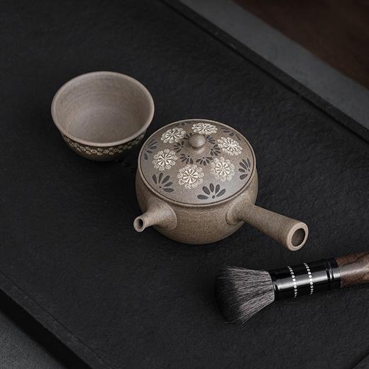 日本进口常滑烧一壶两杯细纹印花日式手工茶壶茶杯 商品图3