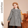 littletime女童复古翻领千鸟格毛呢外套2022秋冬中长加厚儿童黑白格子呢大衣 商品缩略图4