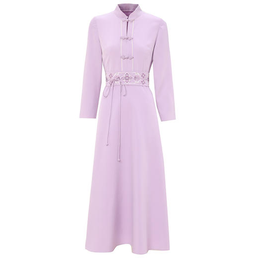 FLZD-A9056 2022秋季新款纯色简约风雅国风复古中式连衣裙 商品图4