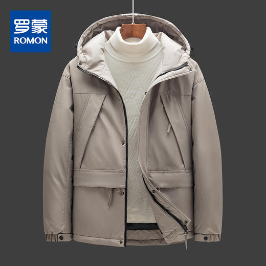 19YZ2221【90白鸭绒】罗蒙羽绒服男短款冬季保暖休闲连帽外套 商品图2