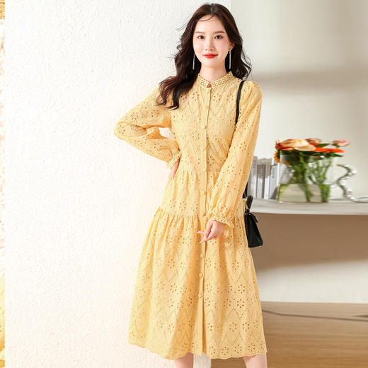 韩版甜美小清新连衣裙女网红长袖裙子港味碎花中长裙 HR-XX2903 商品图0