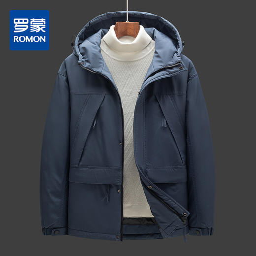 19YZ2221【90白鸭绒】罗蒙羽绒服男短款冬季保暖休闲连帽外套 商品图1