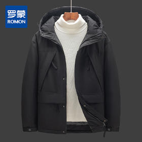 19YZ2221【90白鸭绒】罗蒙羽绒服男短款冬季保暖休闲连帽外套