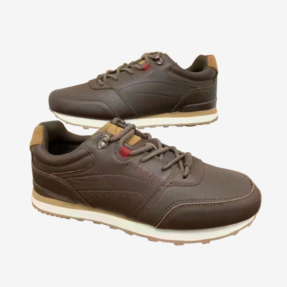 诺诗兰全头层牛皮男士户外休闲复古慢跑鞋