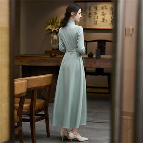 FLZD-A9056 2022秋季新款纯色简约风雅国风复古中式连衣裙