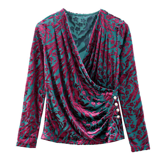 气质妈妈装V领网纱植绒长袖小衫，秋季新款百搭弹力显瘦上衣KQL-3962 商品图4