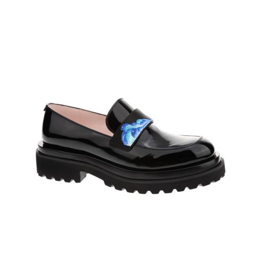 sheme新中式《千里江山》系列真皮女鞋刺绣烫钻厚底乐福鞋可定制 商品图4