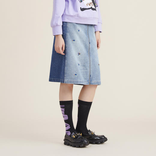 谜底2022秋新款复古卡通趣味绣花半身裙小A型中长款半裙223MB1023 商品图1