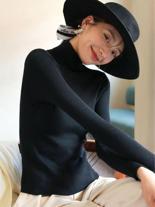 【买2件立减10元】堆堆领高领针织衫 柔滑亲肤 修身显瘦 高弹舒适 春秋冬三季可穿打底 衣橱常备穿搭单品 商品图5