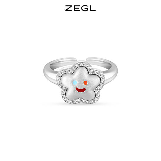 ZEGL设计师气球狗狗彩色戒指女小众设计多巴胺笑脸花朵彩虹食指开口戒子 商品图2