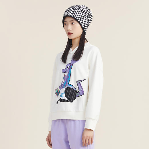 谜底休闲连帽卫衣女2022秋款趣味袋鼠绣花宽松上衣外穿223MV1050 商品图1