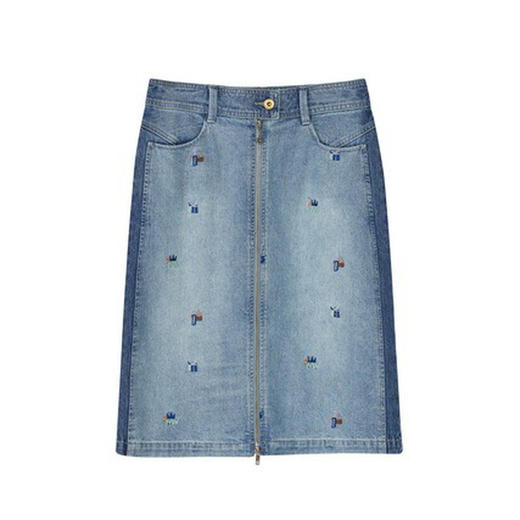 谜底2022秋新款复古卡通趣味绣花半身裙小A型中长款半裙223MB1023 商品图4