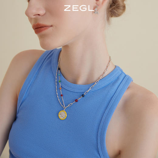 ZEGL设计师气球狗彩虹串珠项链女高级设计感小众2023彩色多巴胺锁骨链 商品图5