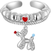 ZEGL设计师气球狗狗彩色戒指女小众设计多巴胺笑脸花朵彩虹食指开口戒子 商品缩略图7