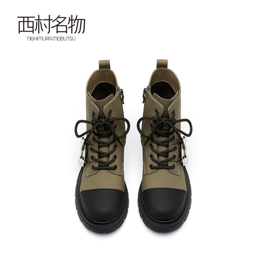 西村名物小皮靴2022秋季牛皮水钻英伦时尚短筒马丁靴女44181 商品图2